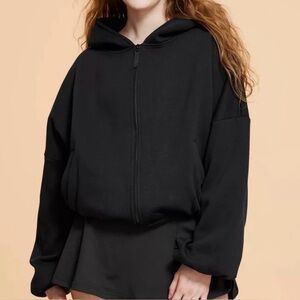 Blogilates Women's Marshmallow Full Zip Hooded Sweatshirt - Black 1X